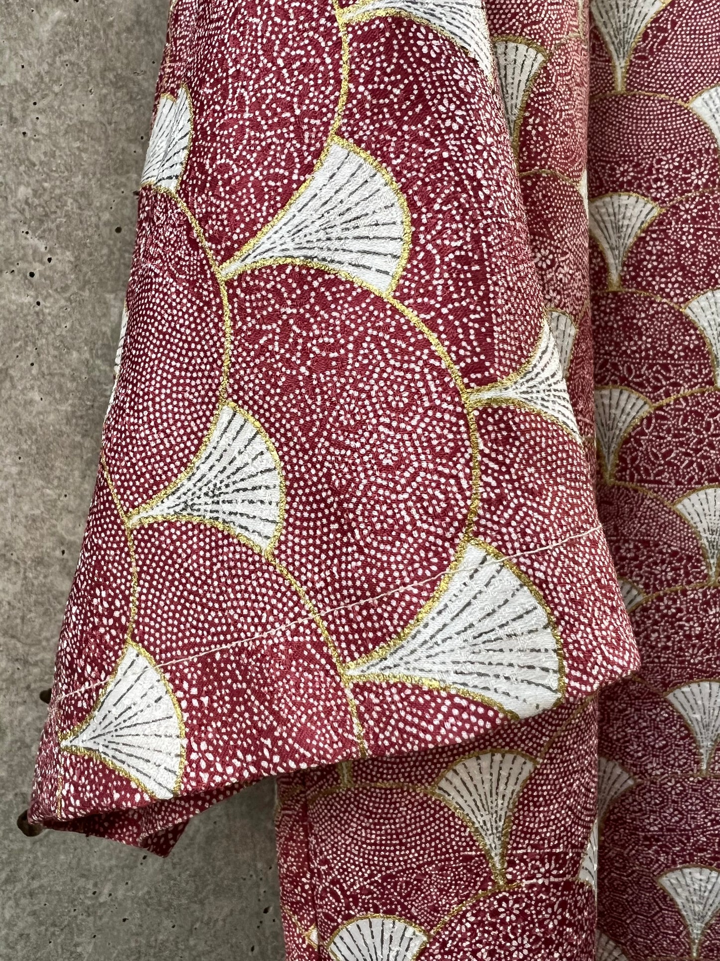Vintage Kimono - Fan pattern red shirt