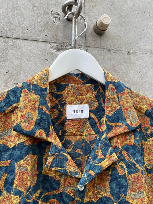 Vintage Kimono - Imperial cart - Gold, Navy