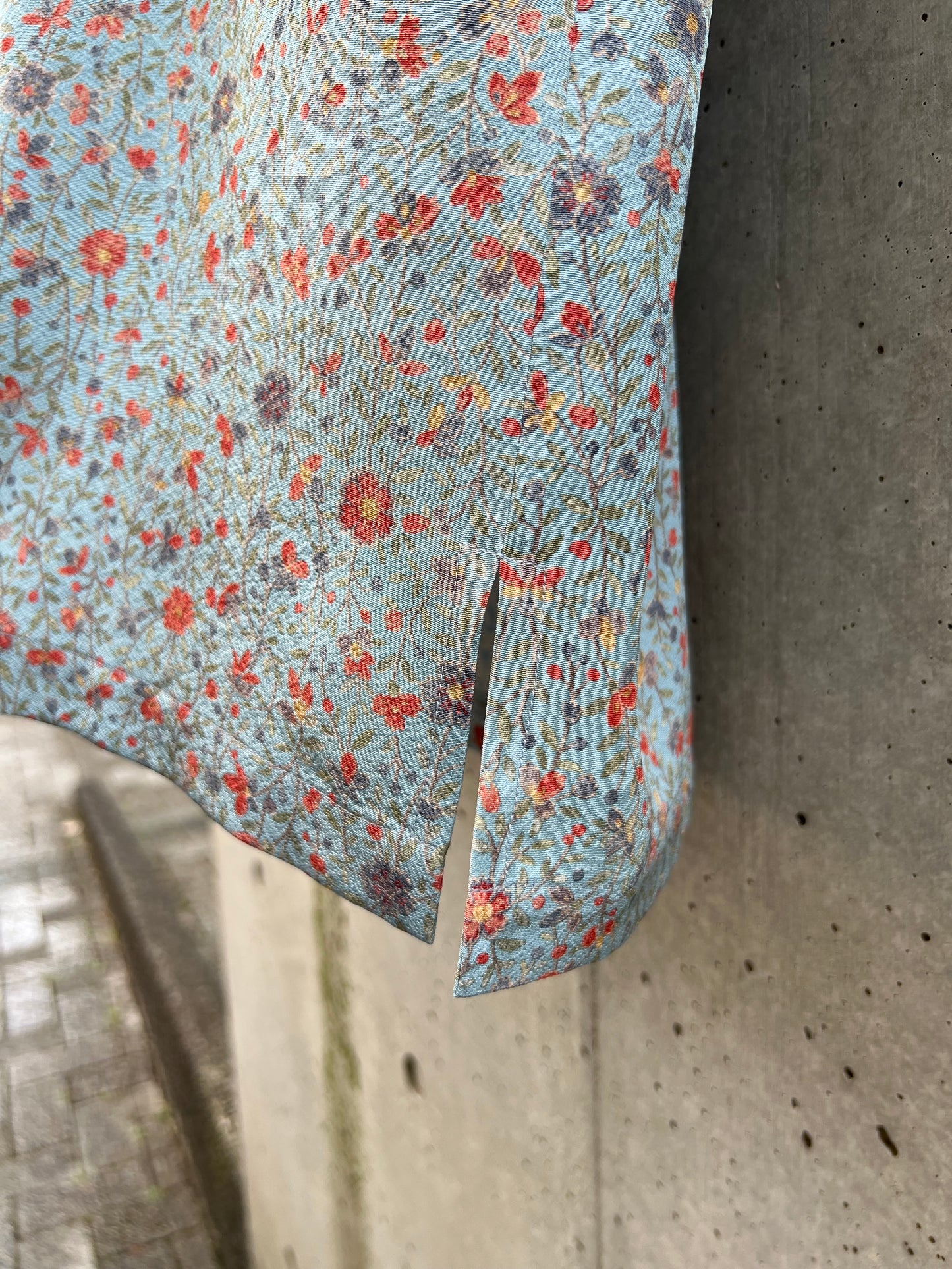 Vintage Kimono - Light blue flower pattern shirt