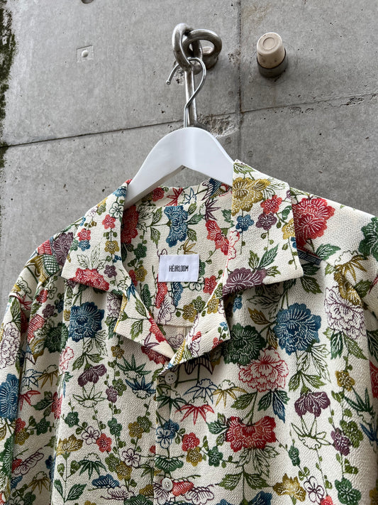 Vintage Kimono - Chayatsuji pattern white beige shirt