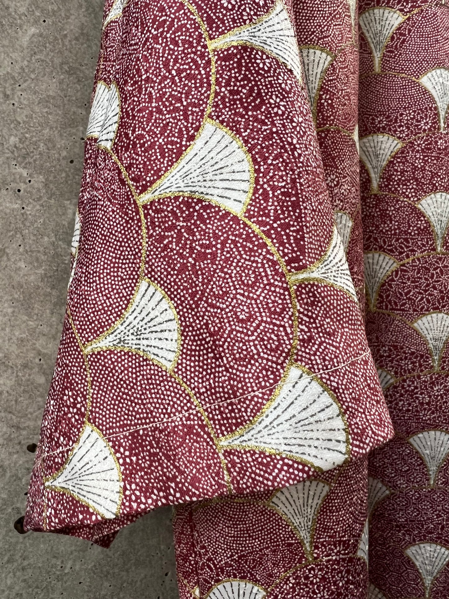 Vintage Kimono - Fan pattern red shirt