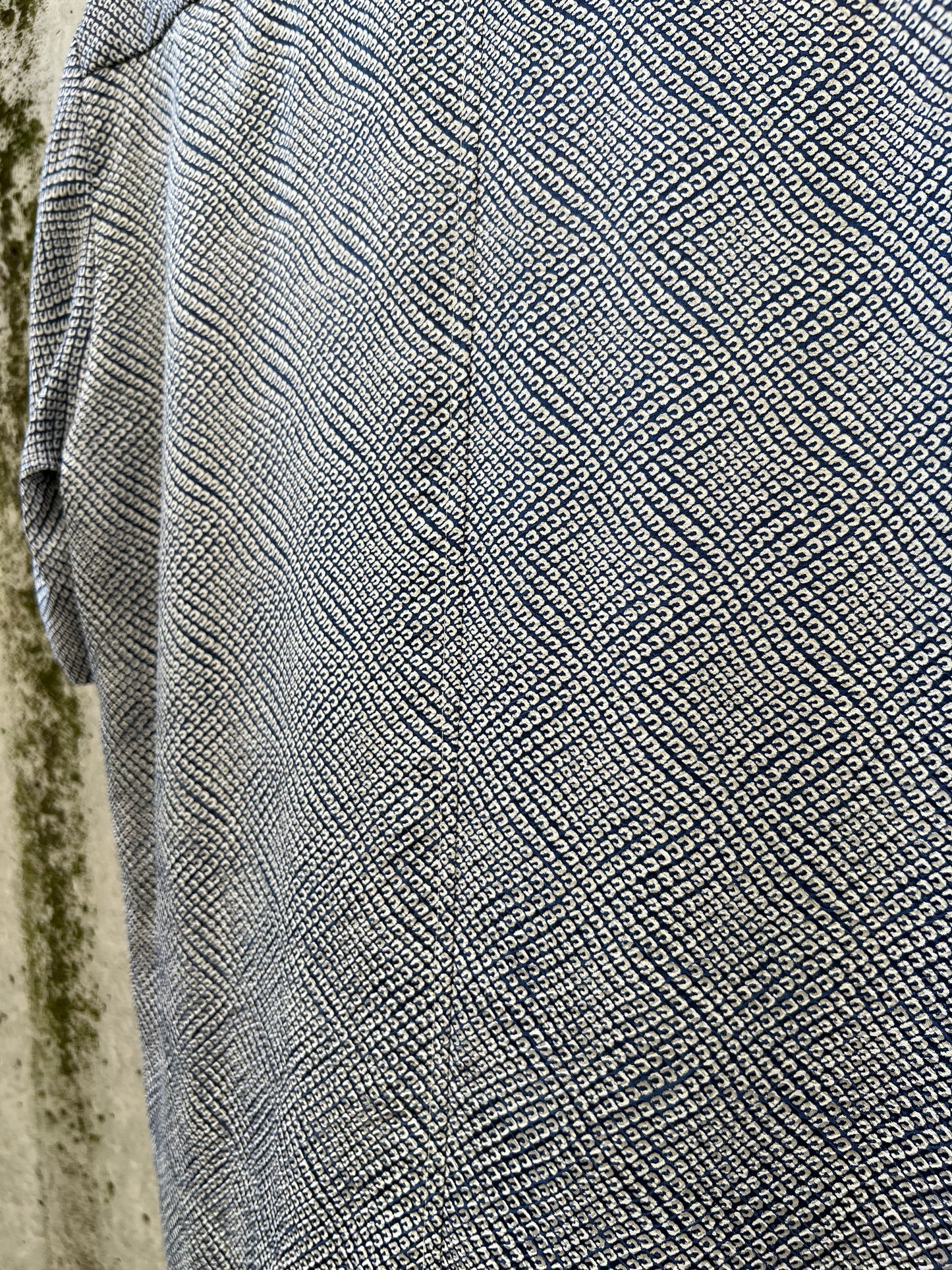 Vintage Kimono - White dot pattern blue shirt
