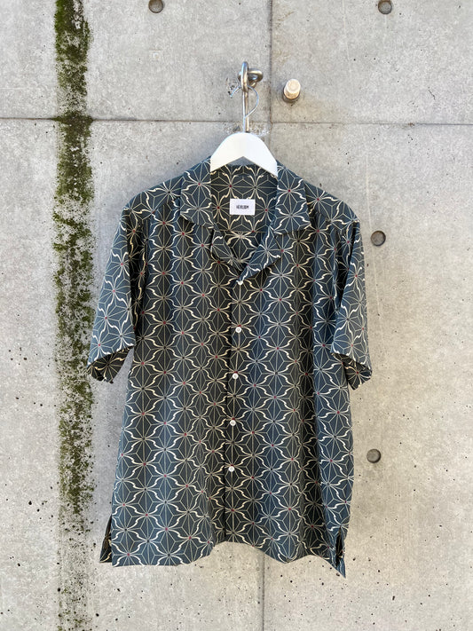 Vintage Kimono - Geometric pattern grey color shirt