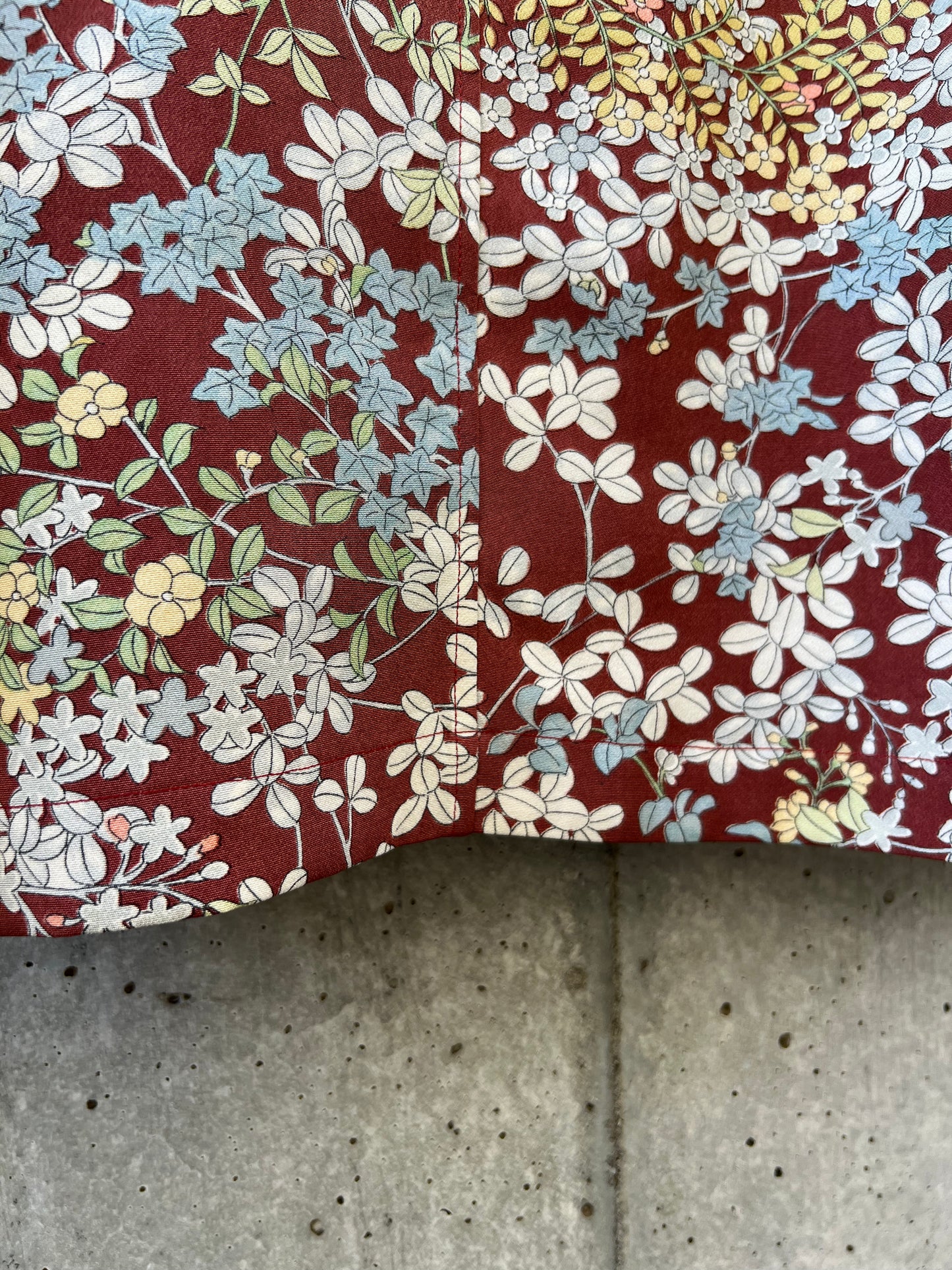 Vintage Kimono - Flower pattern burgundy shirt
