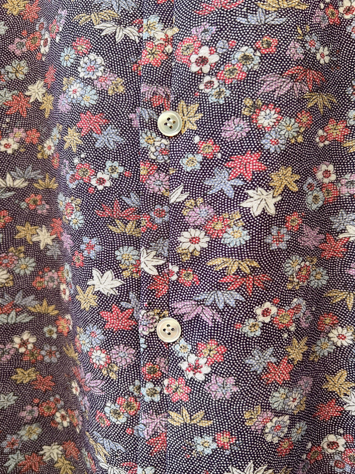 Vintage Kimono - Flower pattern purple shirt