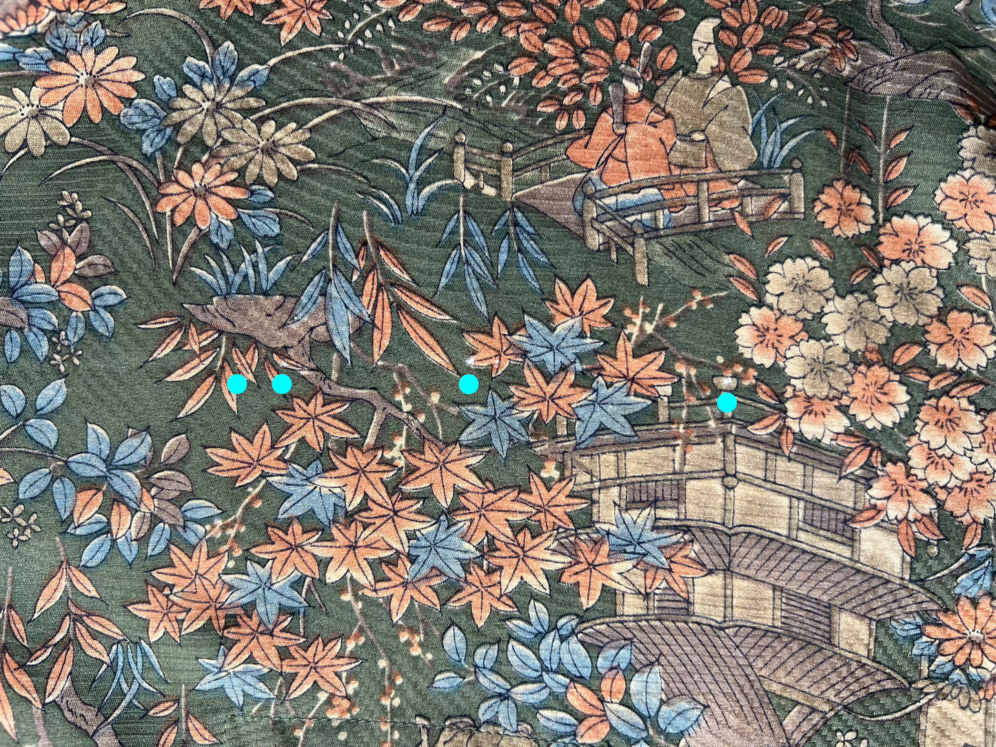 Vintage Kimono - Chayatsuji pattern deep green shirt