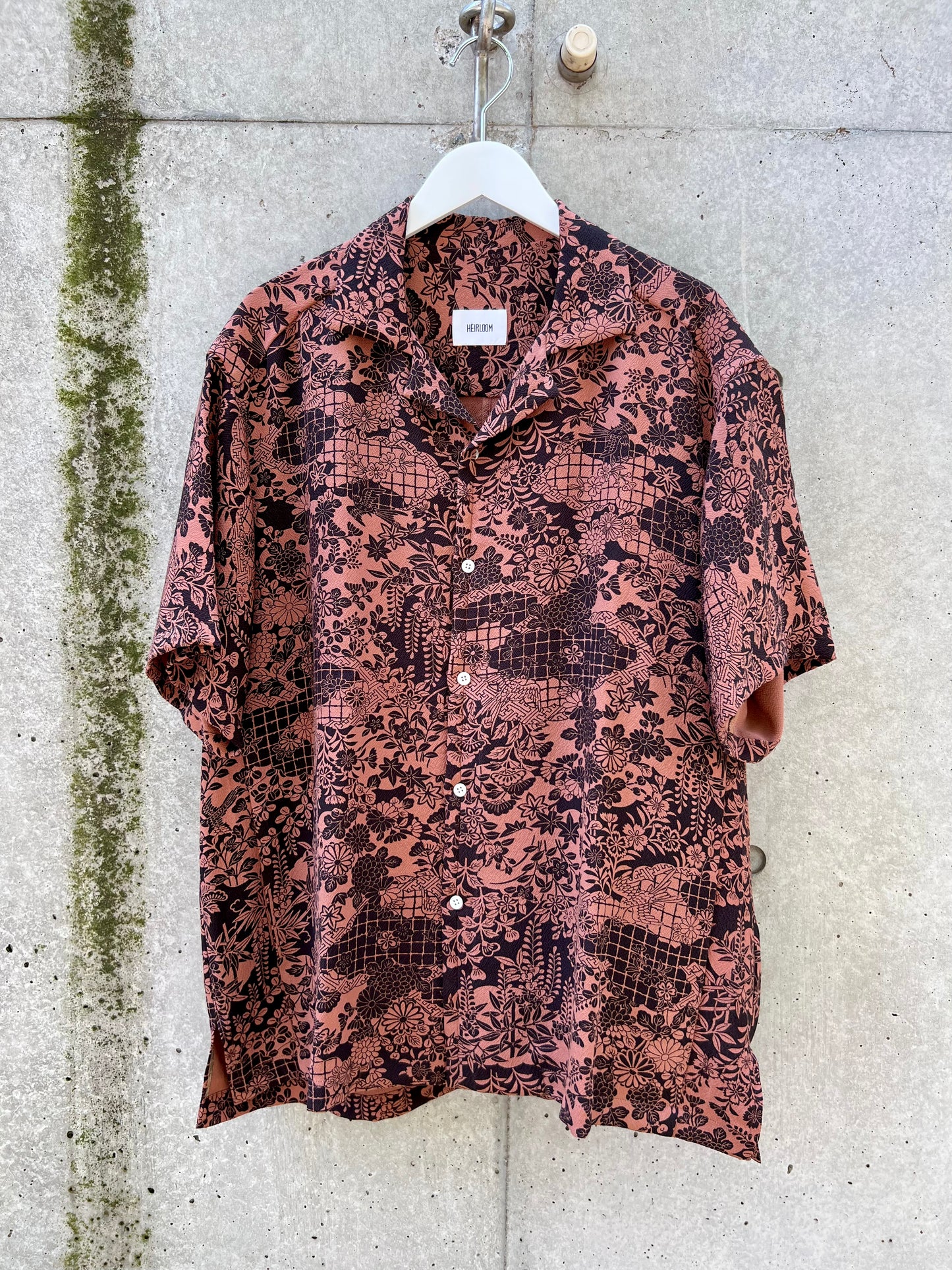 Vintage Kimono - Bird, Flower, Multi pattern - Reddish brown