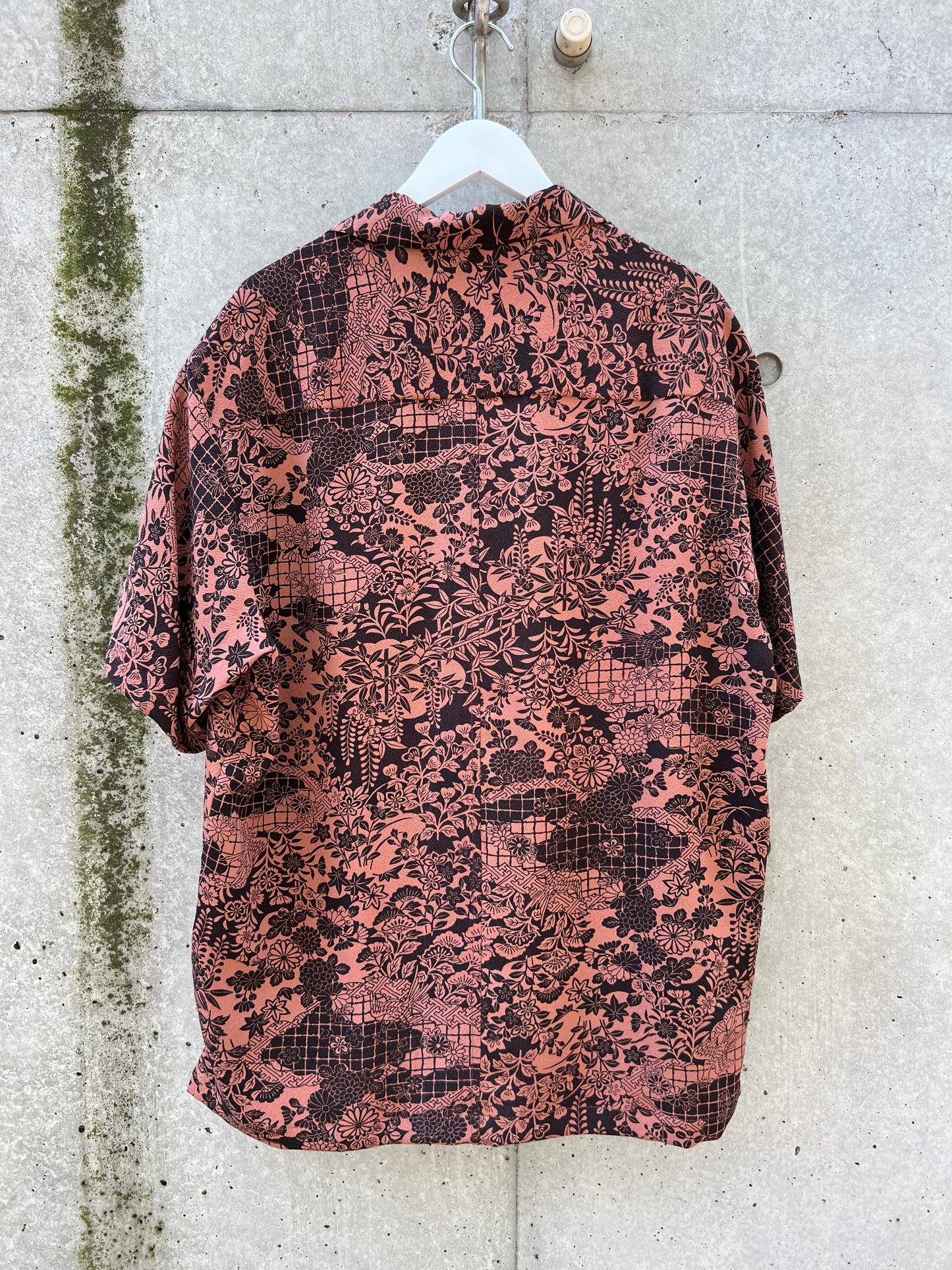Vintage Kimono - Bird, Flower, Multi pattern - Reddish brown