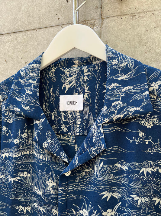 Vintage Kimono - Landscape - Navy
