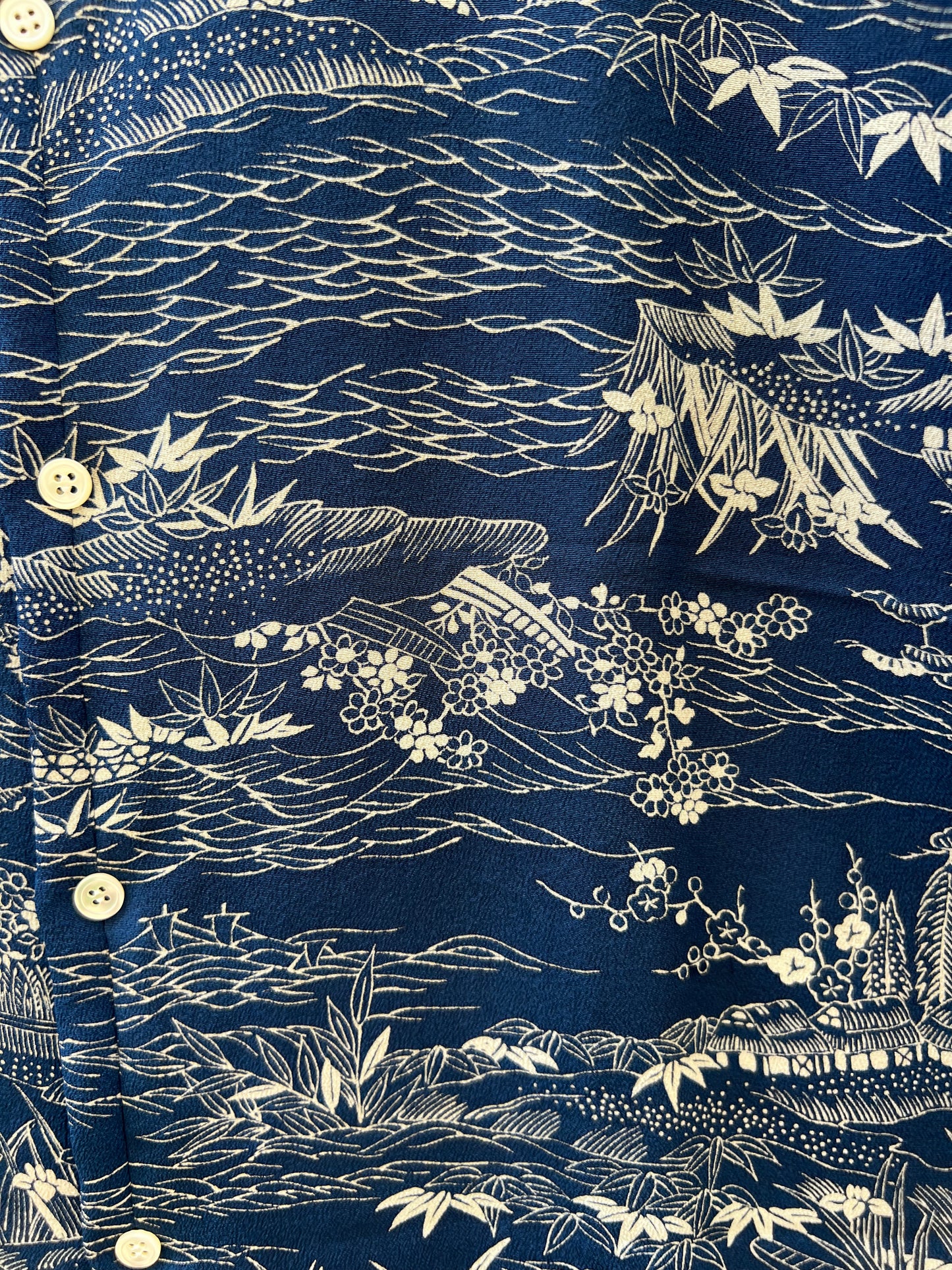 Vintage Kimono - Landscape - Navy