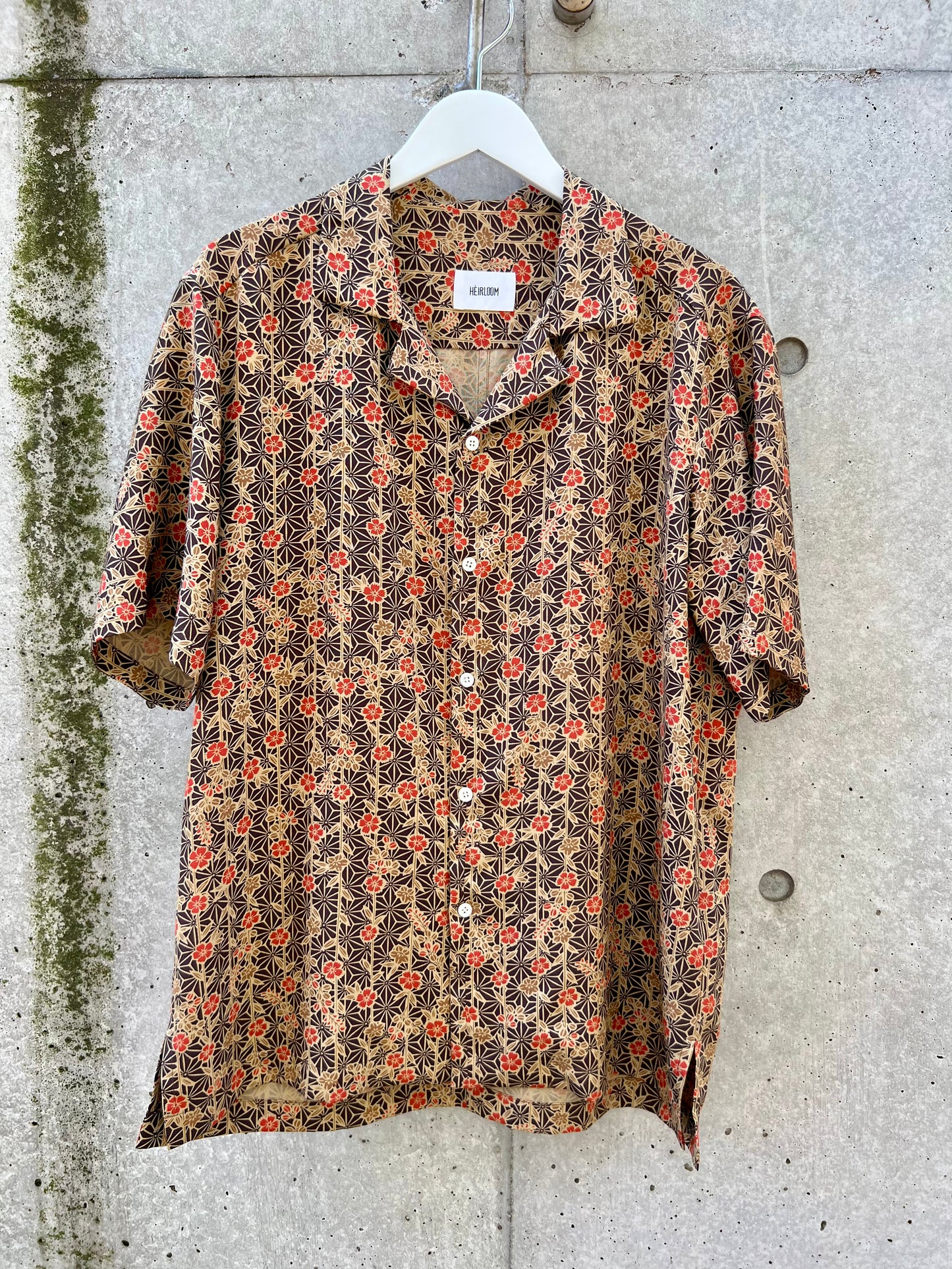 Vintage Kimono - Multi flowers (Pink flower, Bush clover, Balloon flower, Hemp leaf) - Brown