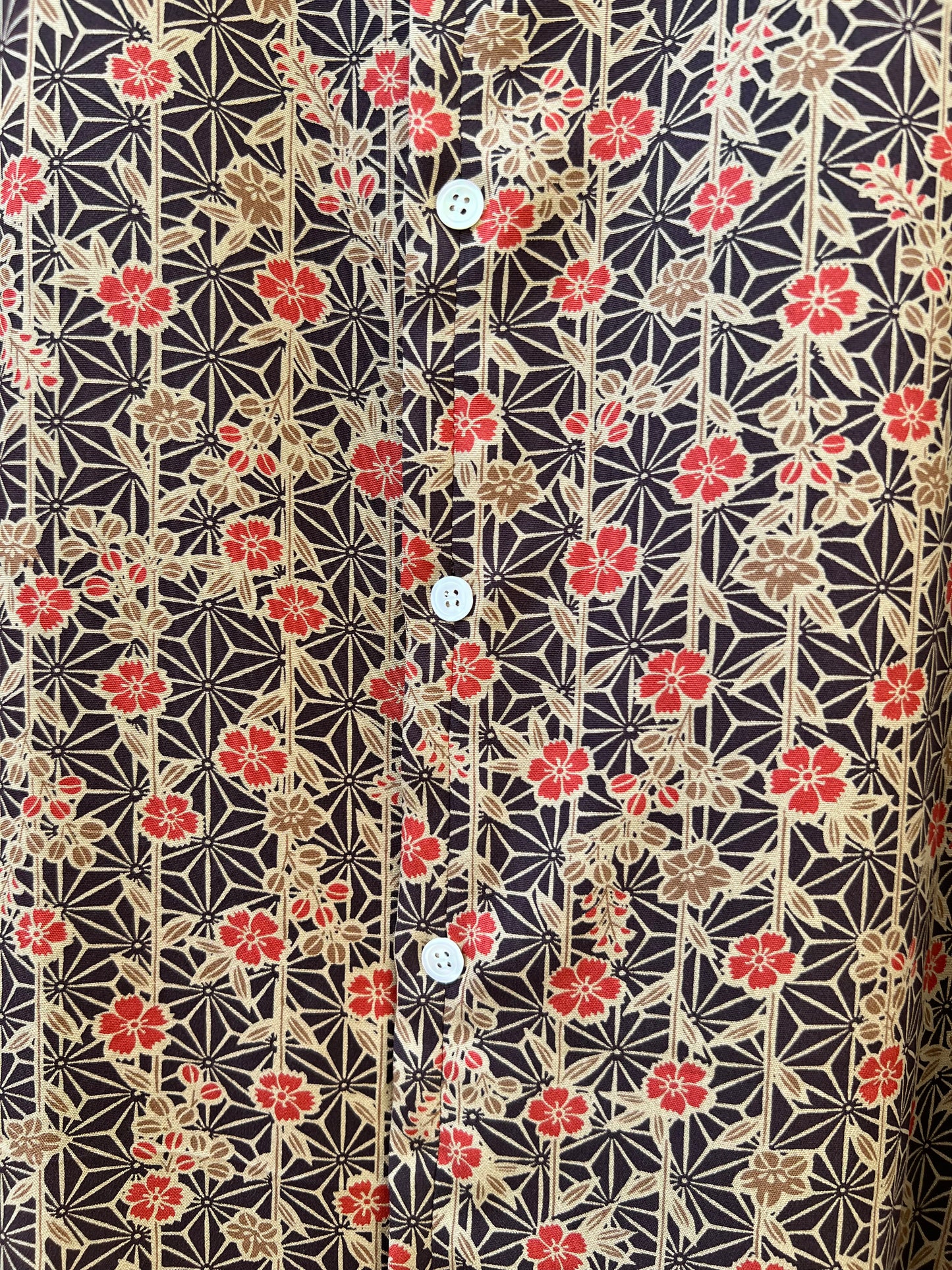 Vintage Kimono - Multi flowers (Pink flower, Bush clover, Balloon flower, Hemp leaf) - Brown