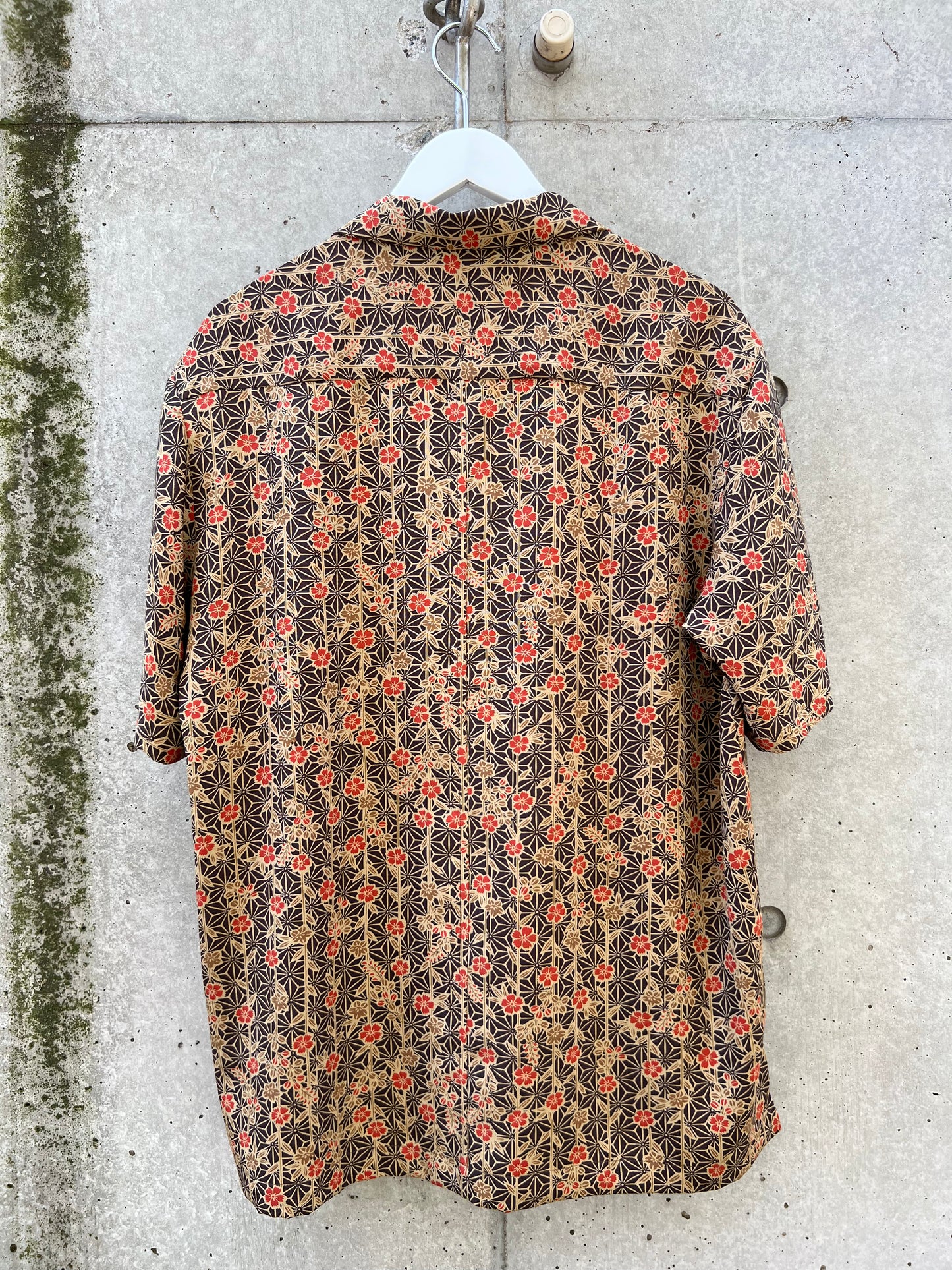 Vintage Kimono - Multi flowers (Pink flower, Bush clover, Balloon flower, Hemp leaf) - Brown