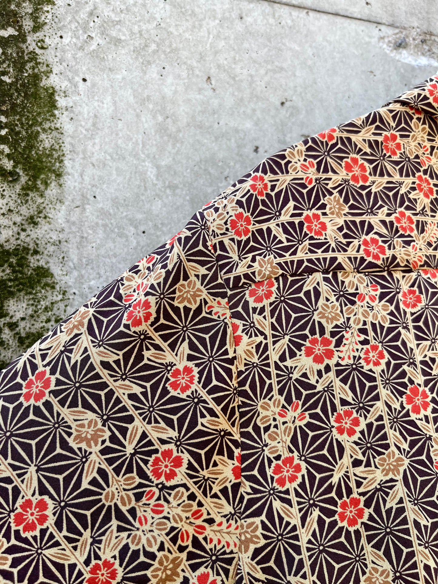 Vintage Kimono - Multi flowers (Pink flower, Bush clover, Balloon flower, Hemp leaf) - Brown