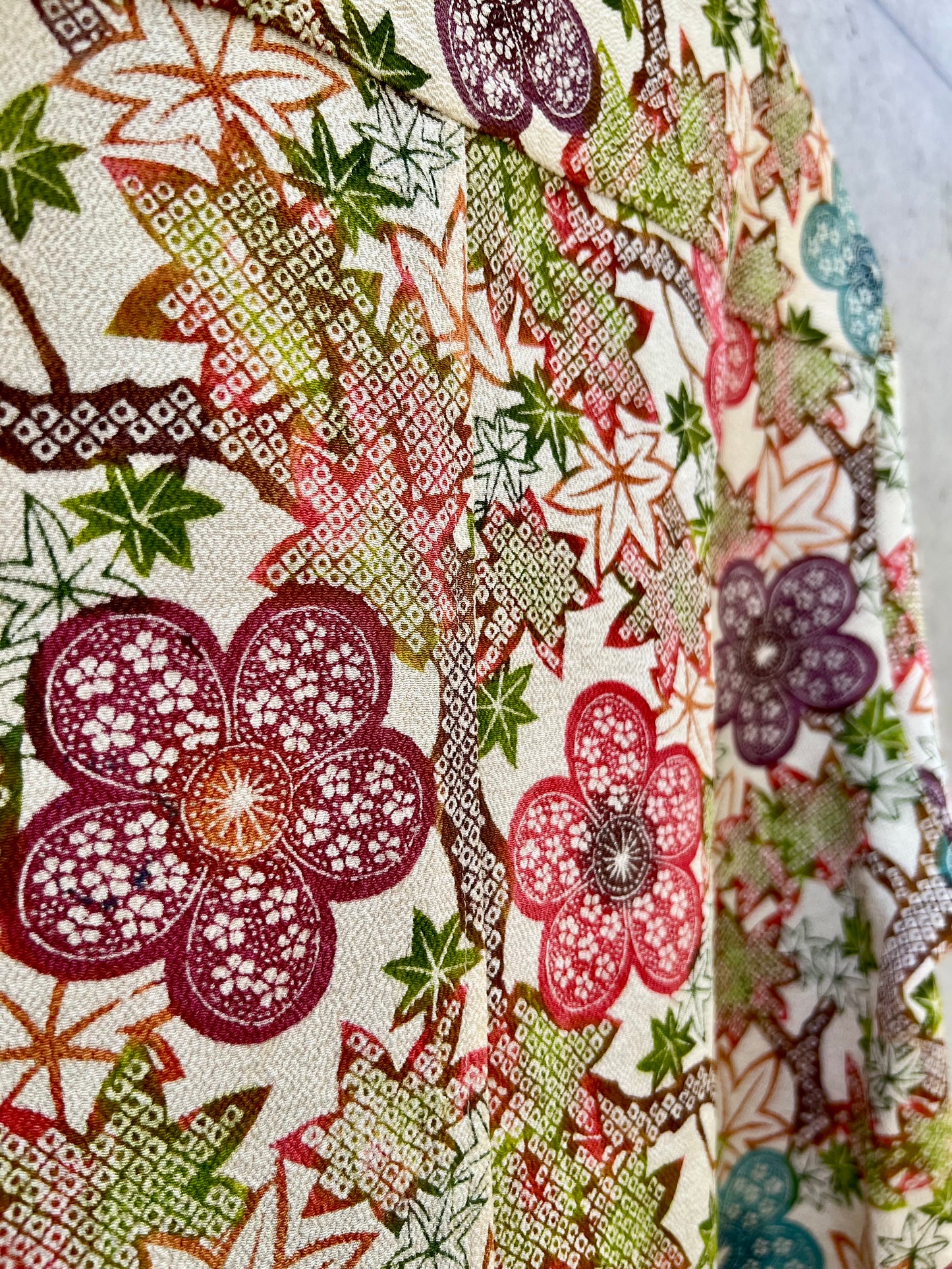 Vintage Kimono - Flower pattern - Multi colour