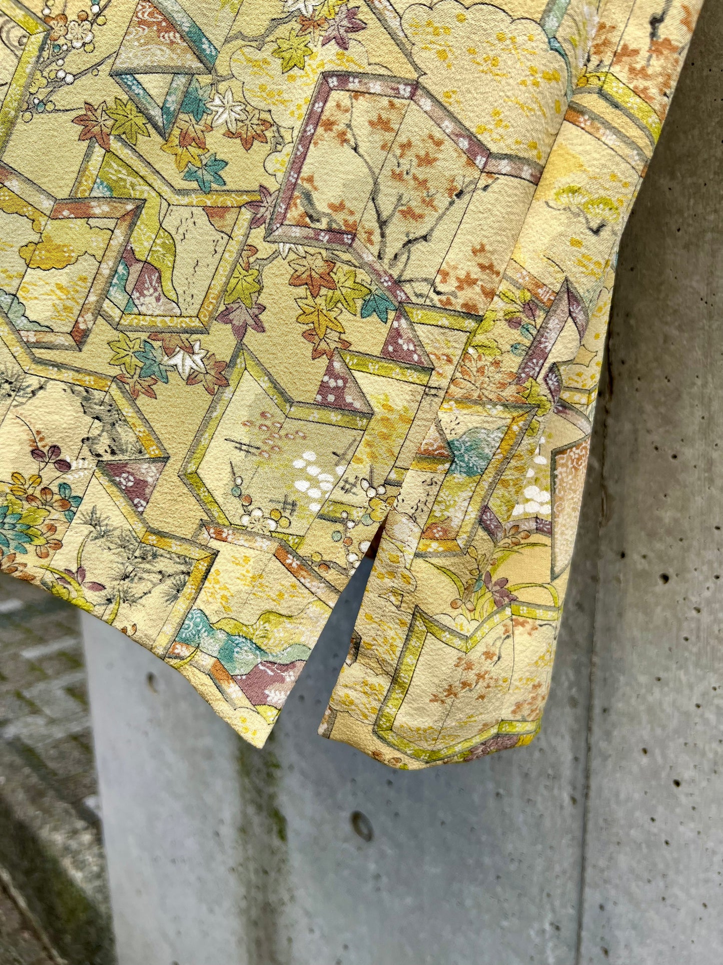 Vintage Kimono - Folding screen - Yellow