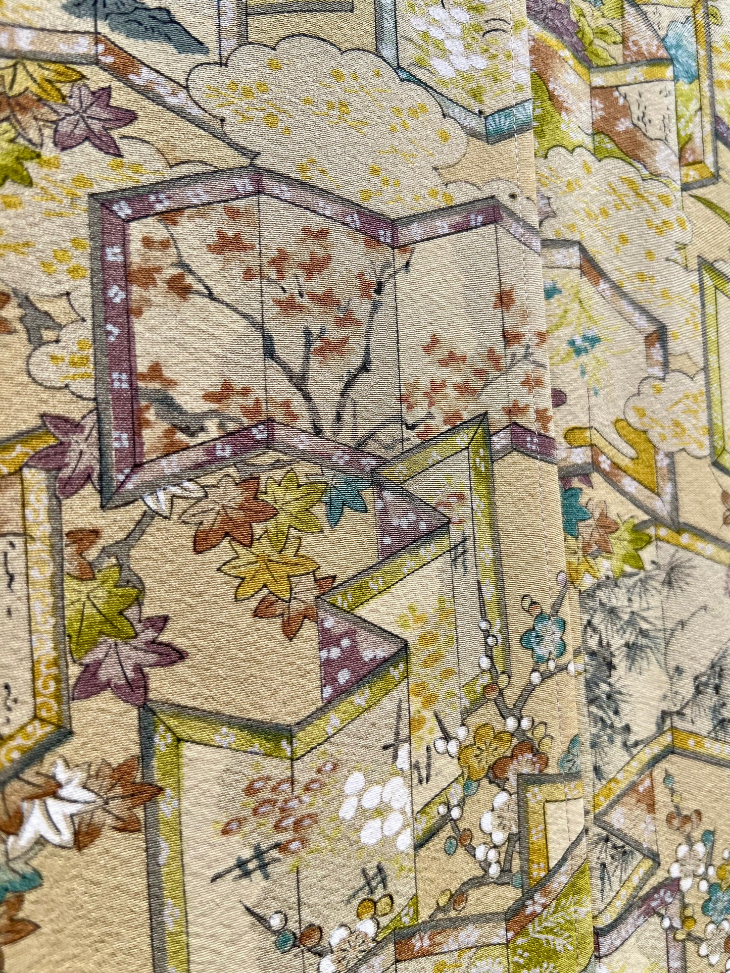 Vintage Kimono - Folding screen - Yellow