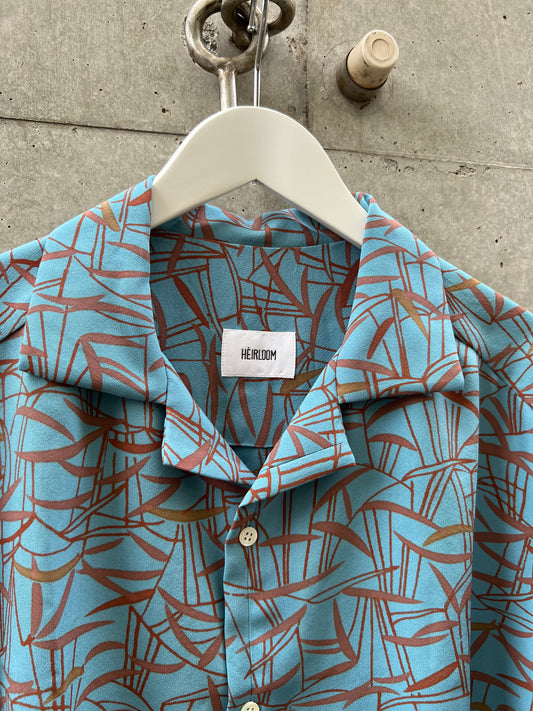 Vintage Kimono - Bamboo grass - Sky blue