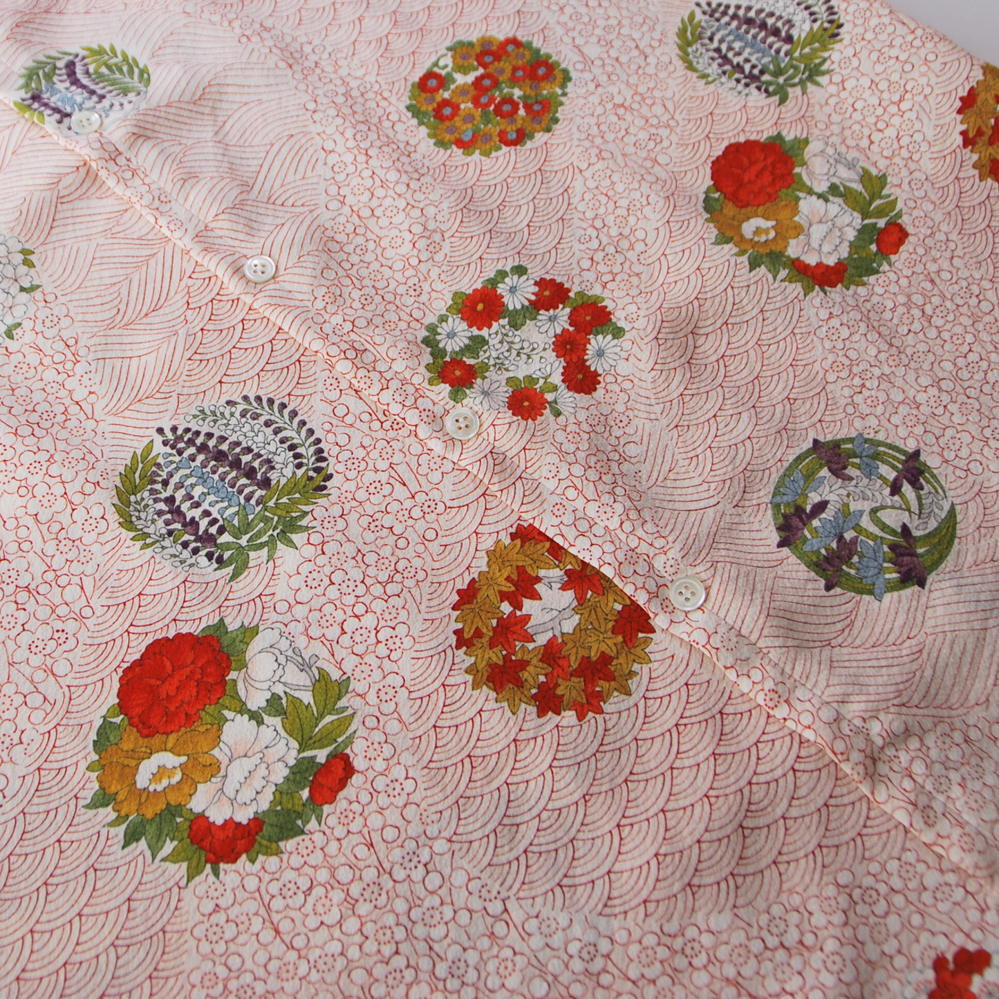 Vintage Kimono Shirt- White/Red
