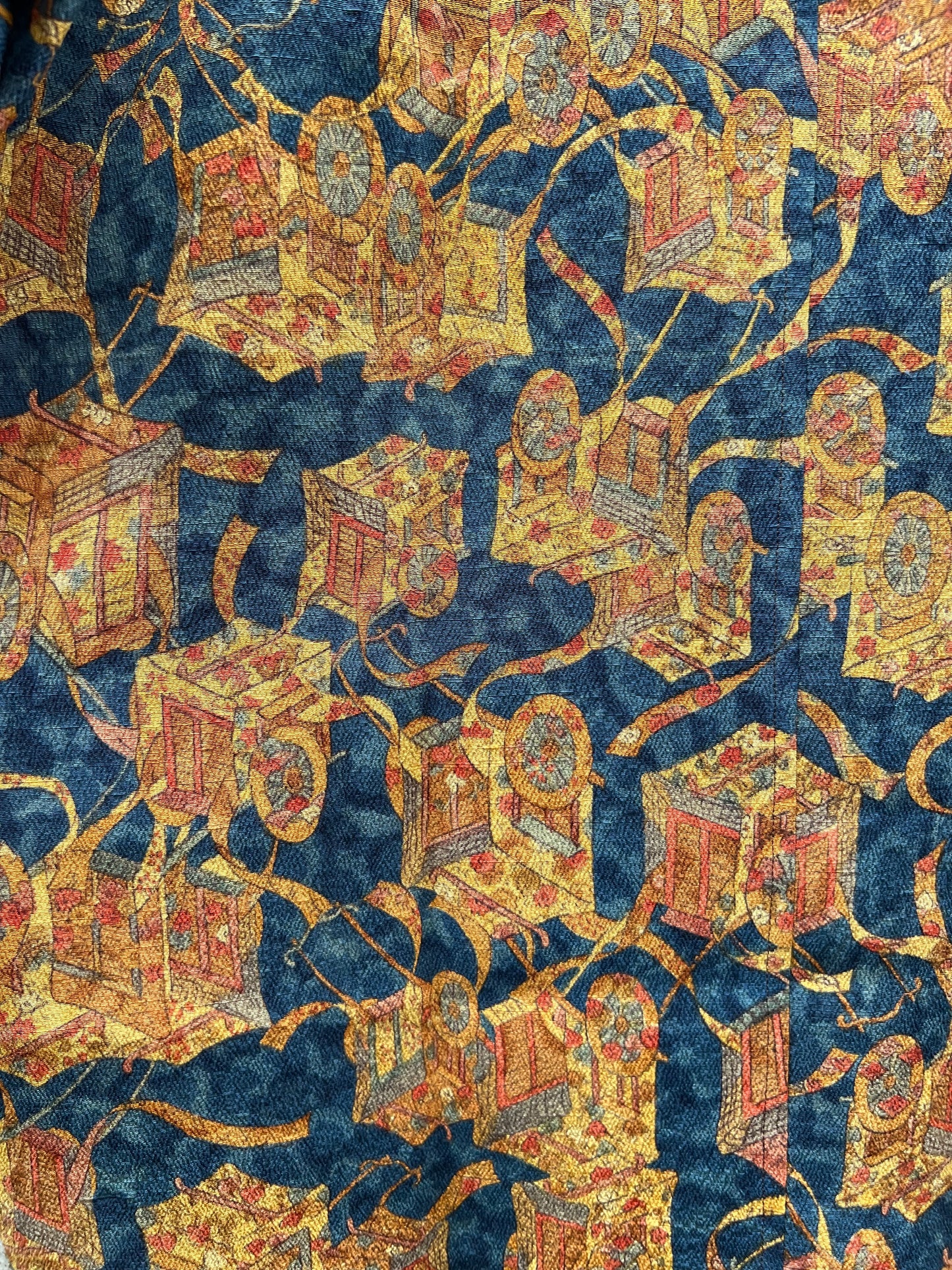 Vintage Kimono - Imperial cart - Gold, Navy