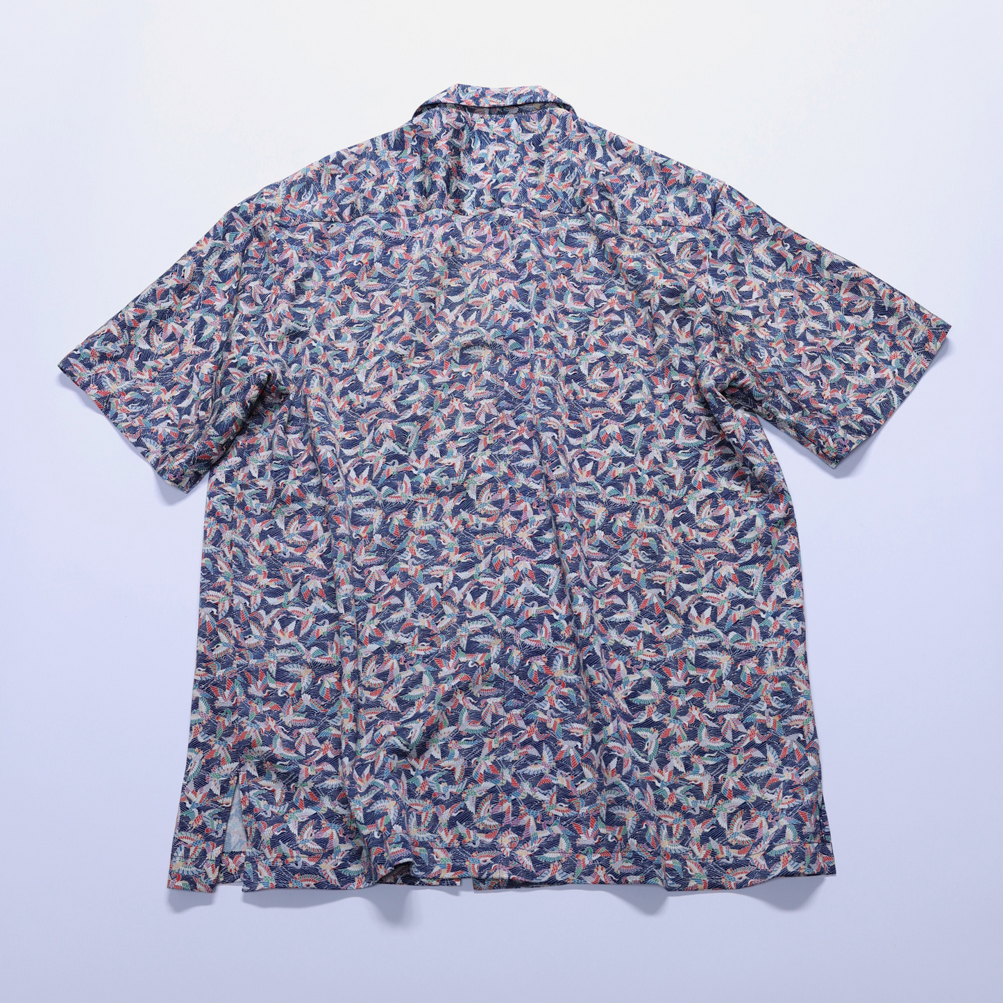 Vintage Kimono - Crane pattern blue shirt