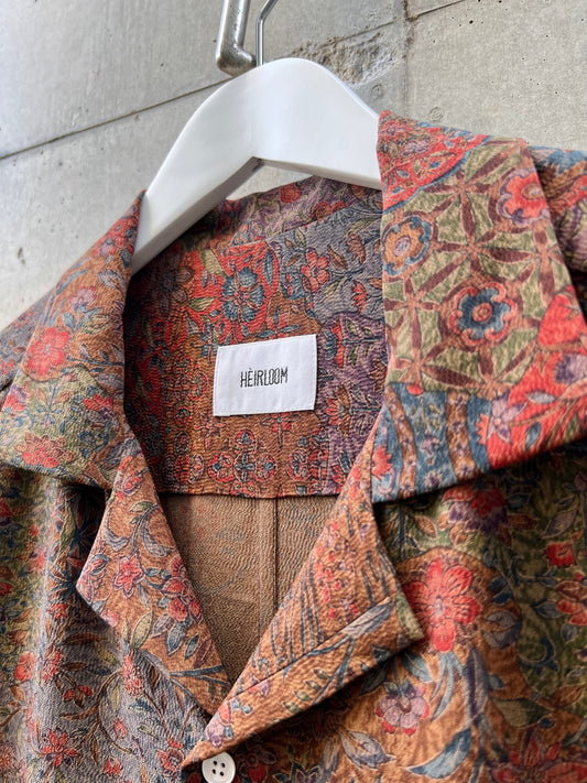 Vintage Kimono - Multi pattern red brown color shirt