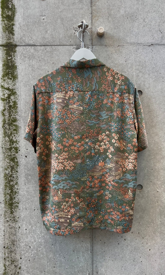 Vintage Kimono - Chayatsuji pattern deep green shirt