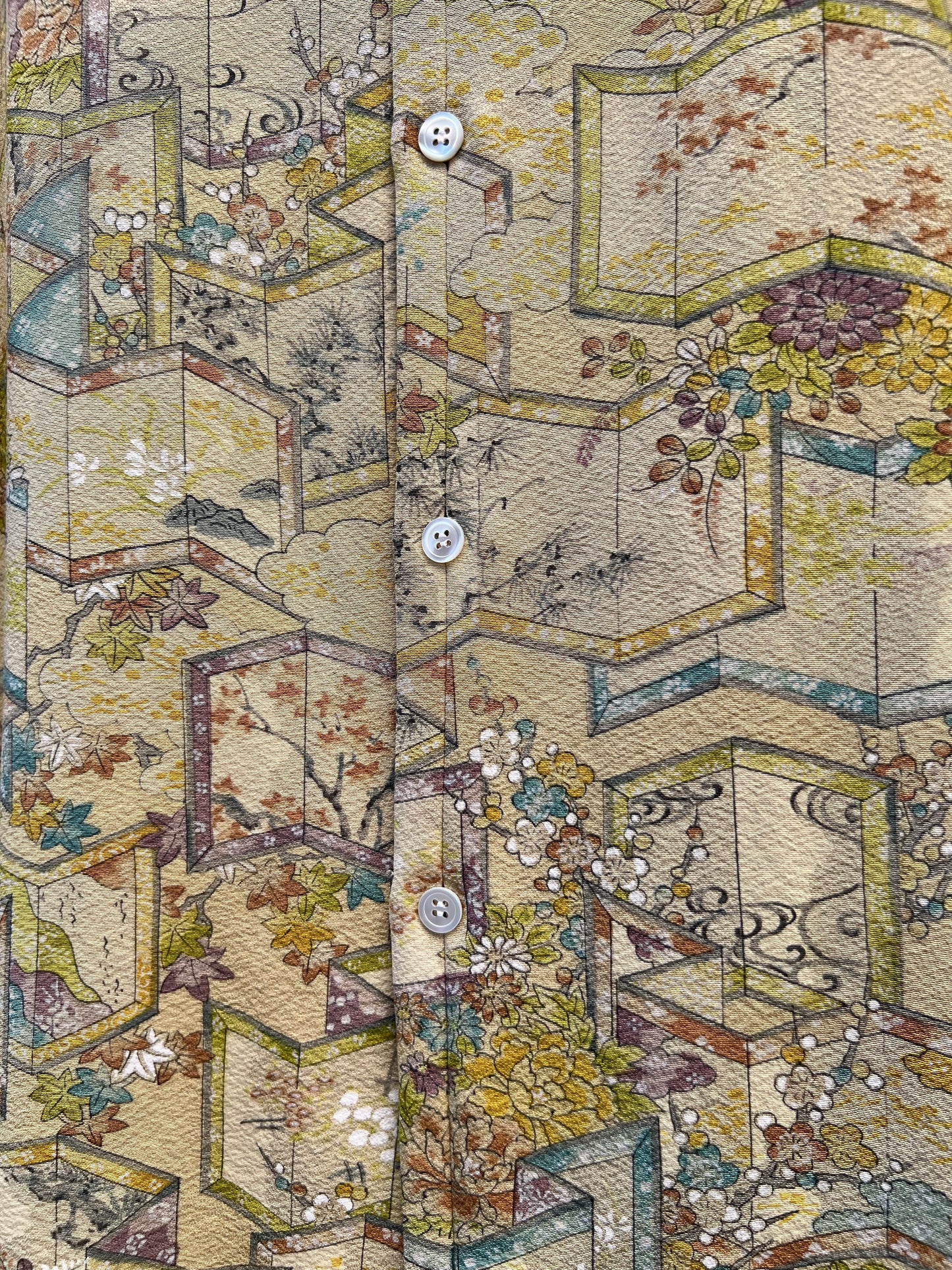 Vintage Kimono - Folding screen - Yellow