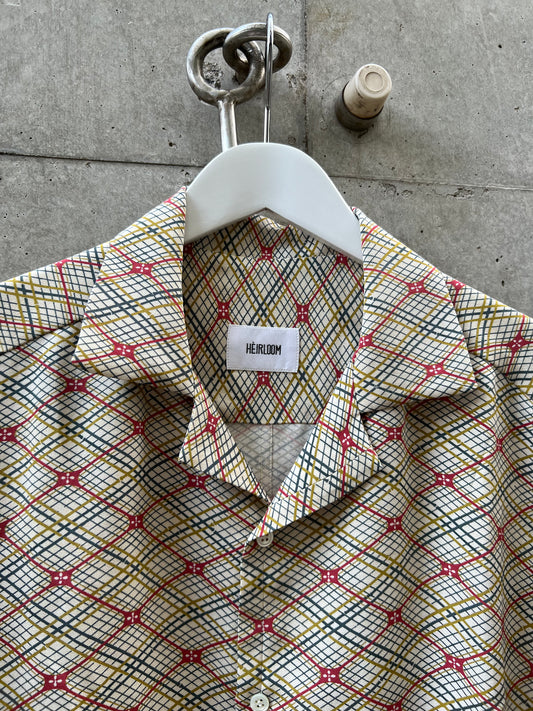 Vintage Kimono - Plaid pattern - White