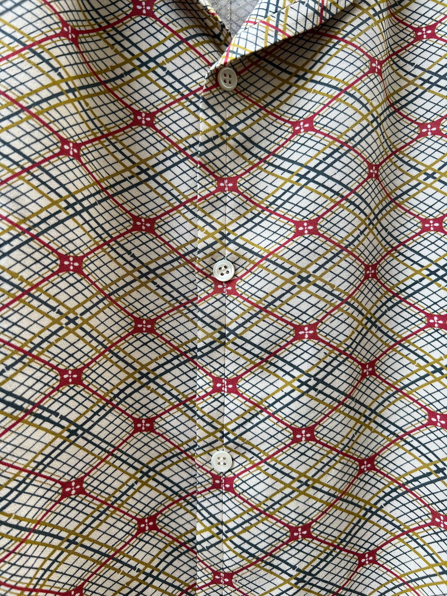 Vintage Kimono - Plaid pattern - White