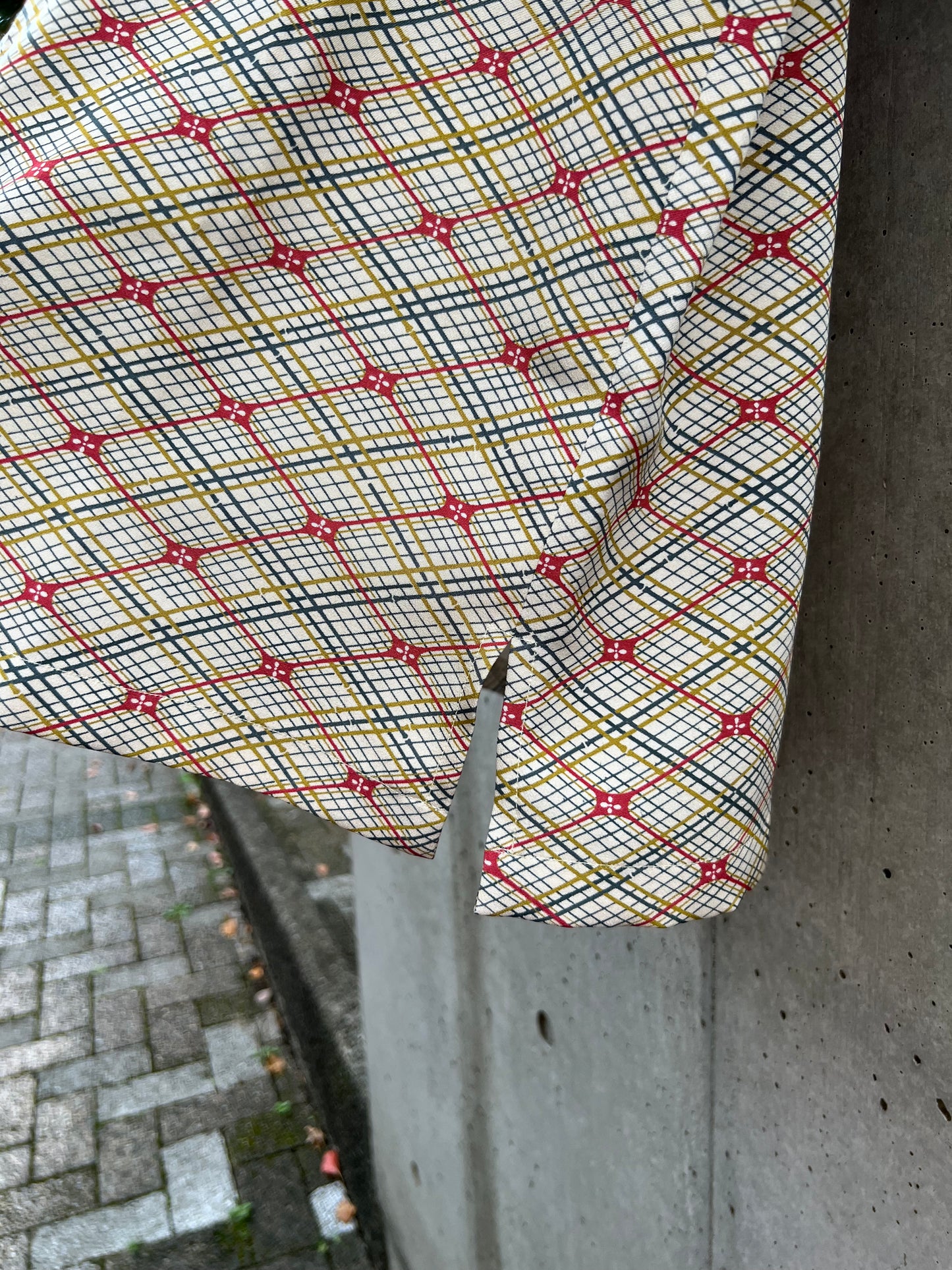 Vintage Kimono - Plaid pattern - White