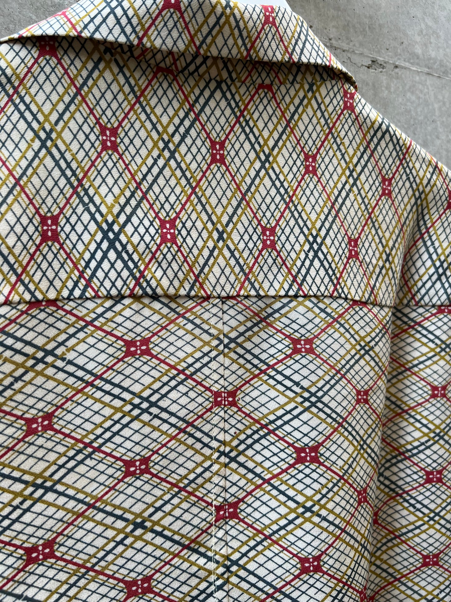Vintage Kimono - Plaid pattern - White